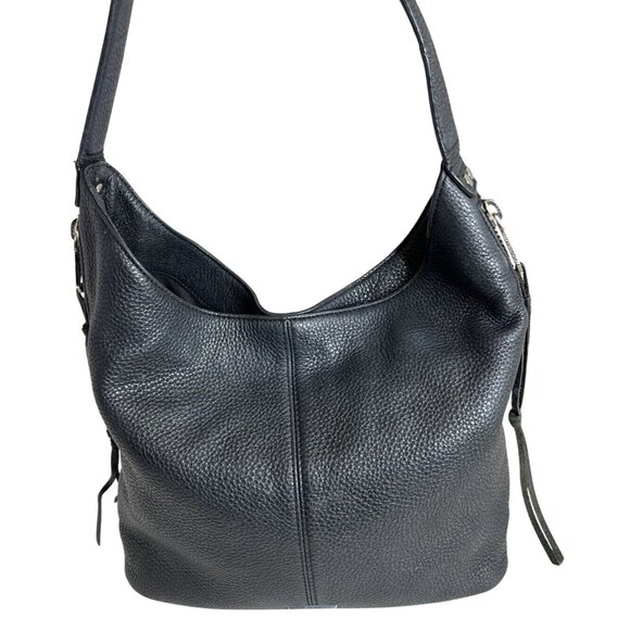 Rebecca Minkoff Black Pebble Leather Hobo Bag With Zipper Closure - Picture 2 of 10